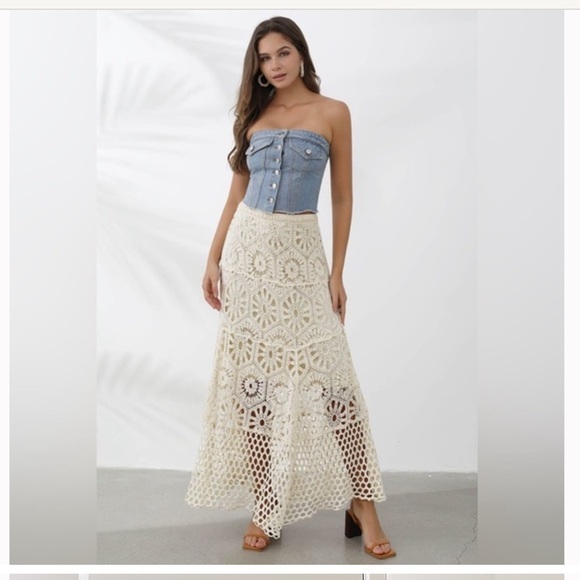 Crochet knit maxi skirt NWT boho - Picture 1 of 4